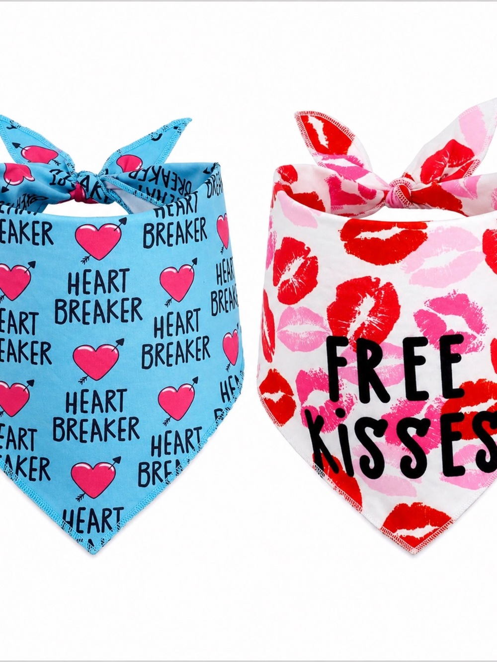 Large Dog Heartbreaker & Kiss Print Bandanas